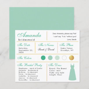 Jungfer Information Karte Mintgrün Faux Gold