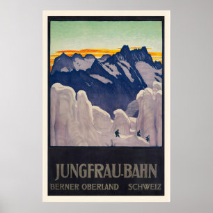 Jungfrau Bahn Berner Oberland Schweiz Vintage Poster