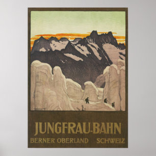 Jungfrau-Bahn-Reise Vintage Schweiz Plakat