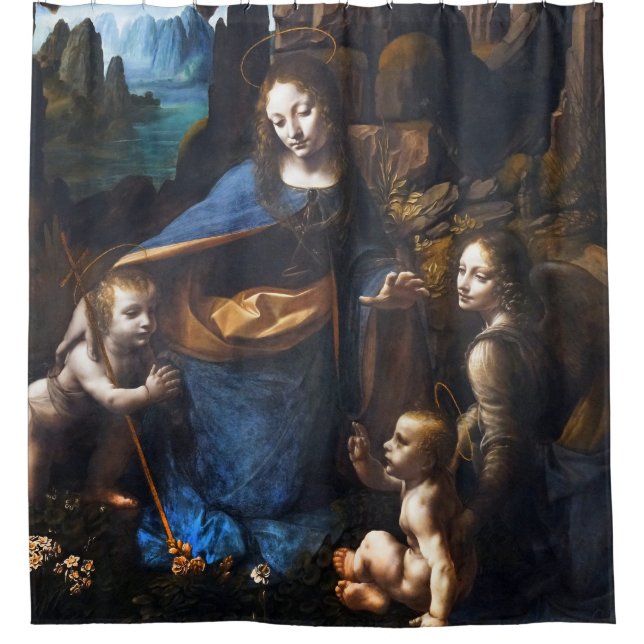 Jungfrau der Felsen Duschvorhang (Vorderseite)