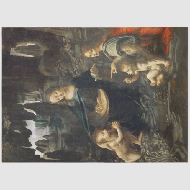 Jungfrau der Felsen, Leonardo da Vinci Seidenpapier (Vorderseite)