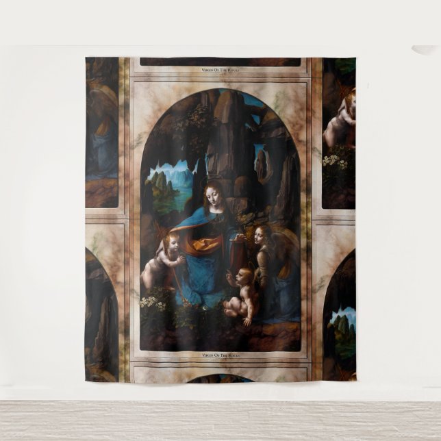Jungfrau der Felsen von Leonardo da Vinci Wandteppich (Vorderseite)