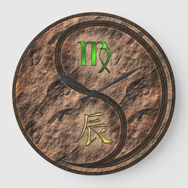 Jungfrau & Erddrache Große Wanduhr (Vorderseite)