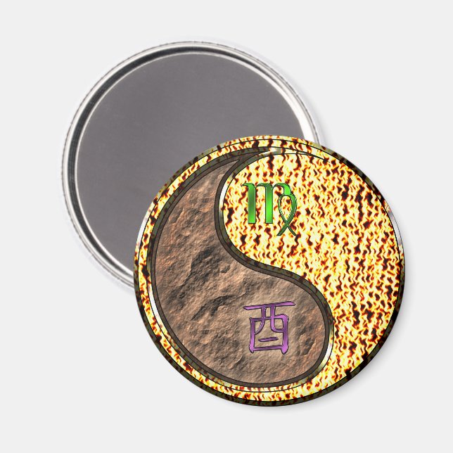 Jungfrau & Feuer Hahn Magnet (Vorderseite/Rückseite)