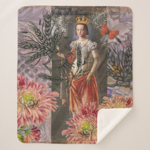 Jungfrau-Frauenporträt Antik Farbige Reiche Sherpadecke