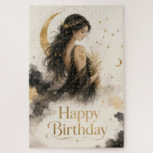 Jungfrau Happy Birthday Aquarell Design Puzzle