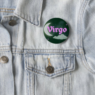 Jungfrau Himmelsästhetik Mond Wolken Sterne Design Button