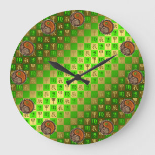 Jungfrau & Holz-Drache Große Wanduhr