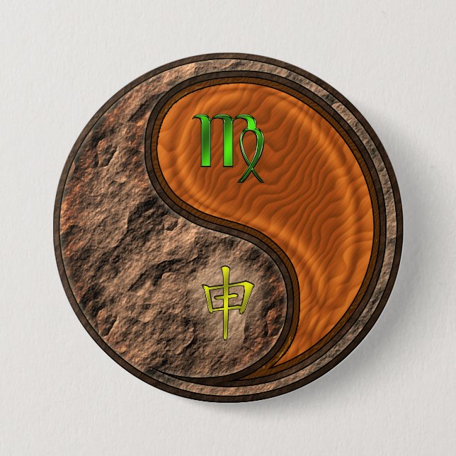 Jungfrau & Holzaffe Button (Vorderseite)