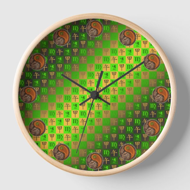 Jungfrau & Holzpferd Uhr (Vorderseite)