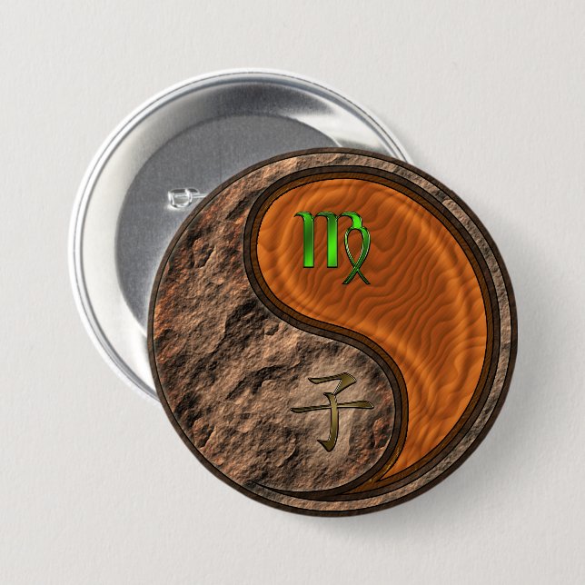 Jungfrau & Holzratte Button (Vorne & Hinten)