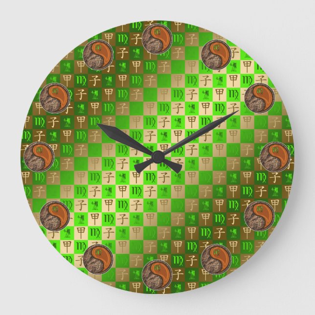 Jungfrau & Holzratte Große Wanduhr (Vorderseite)