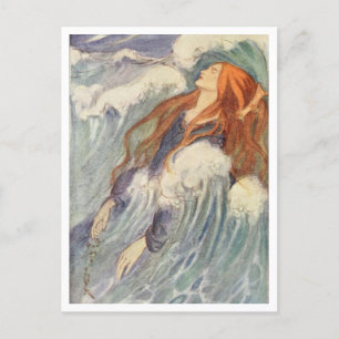 Jungfrau in den Wellen Vintage-Illustration  Postkarte