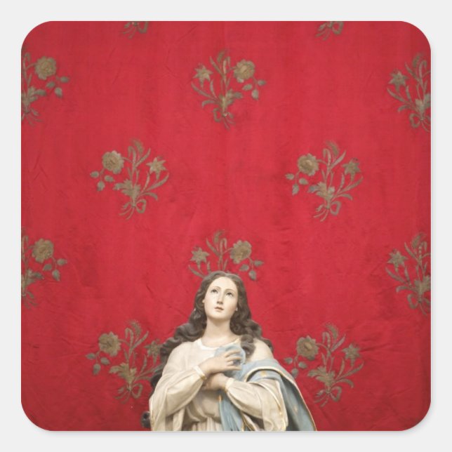 Jungfrau in der Spaccanapoli Kirche, Neapel Quadratischer Aufkleber (Vorderseite)