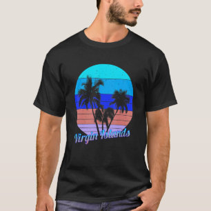 Jungfrau Inseln Retro Tropical Palmen Urlaub T-Shirt