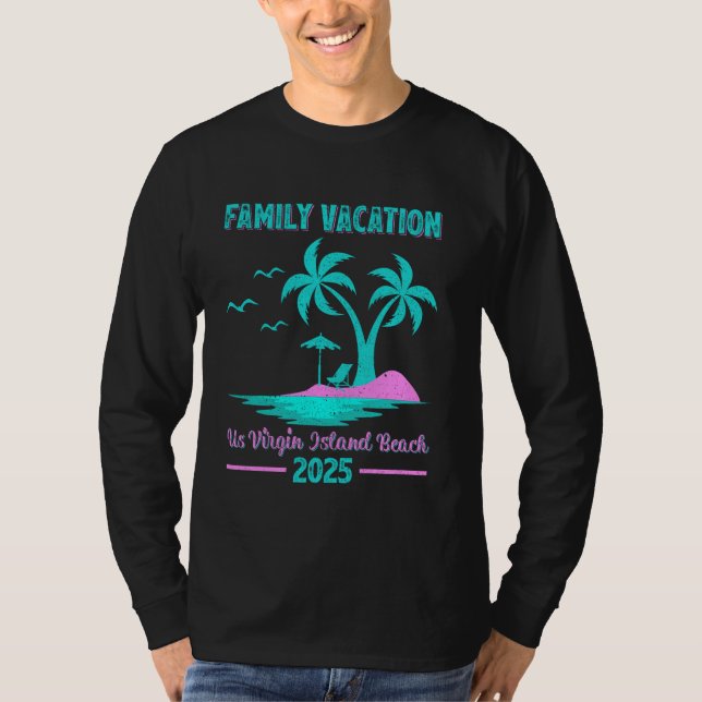 Jungfrau Island Familienurlaub 2025 Palmenbaum T-Shirt (Vorderseite)