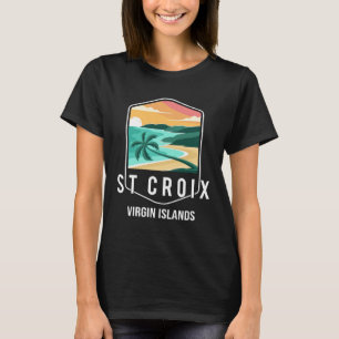 Jungfrau Islands Beach Sunset Palm Tree St Croix V T-Shirt