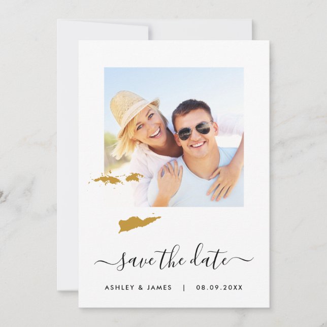 Jungfrau Islands Map Foto Wedding Save the Date (Vorderseite)