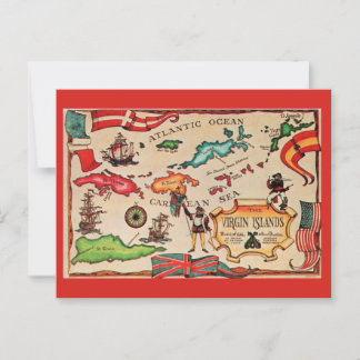 Jungfrau Islands Map Postcard Postkarte