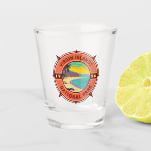 Jungfrau Islands National Park Retro Kompass Emble Schnapsglas