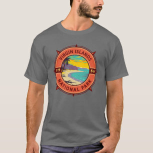 Jungfrau Islands National Park Retro Kompass Emble T-Shirt