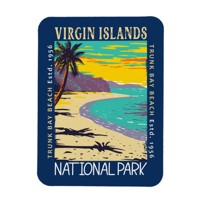 Jungfrau Islands National Park Trunk Bay Not leide Magnet (Vertikal)