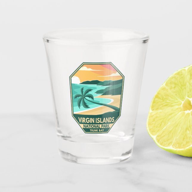 Jungfrau Islands Nationalpark Minimal Retro Emblem Schnapsglas (Vorderseite)