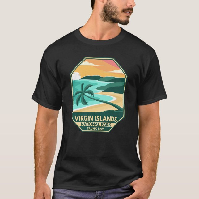 Jungfrau Islands Nationalpark Minimal Retro Emblem T-Shirt (Vorderseite)