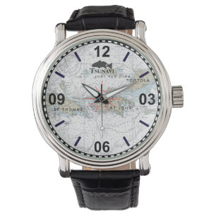 Jungfrau Islands Nautic Chart Watch Armbanduhr