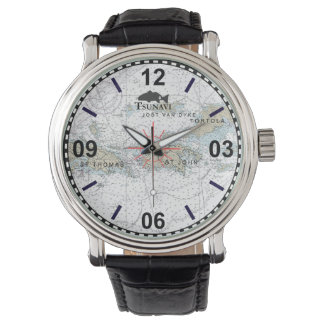 Jungfrau Islands Nautic Chart Watch Armbanduhr