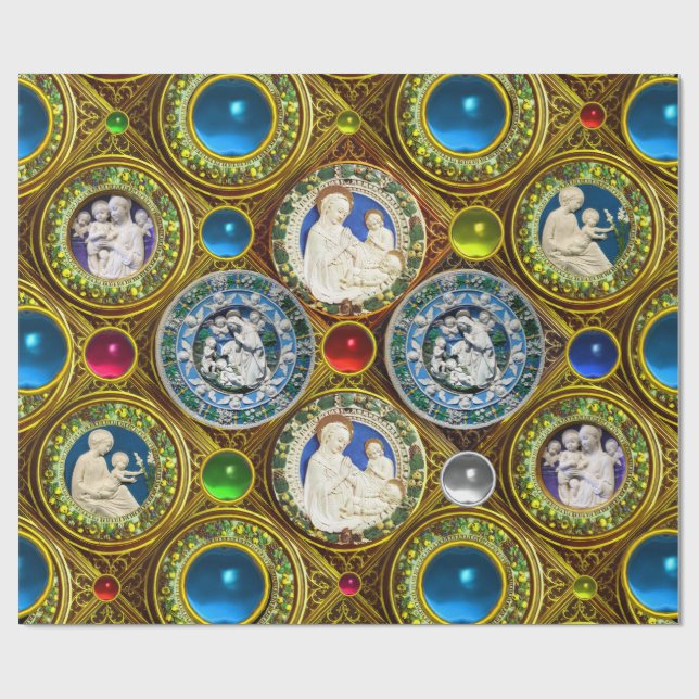 JUNGFRAU, KIND, ANGELN, BLUMENCHRISTMAS, GEMS GESCHENKPAPIER (Flach)