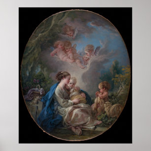 Jungfrau & Kind mit dem Heiligen Johannes dem Täuf Poster