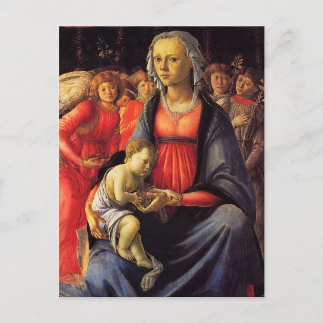 Jungfrau & Kind und fünf Engel von Botticelli Post Postkarte (Vorderseite)