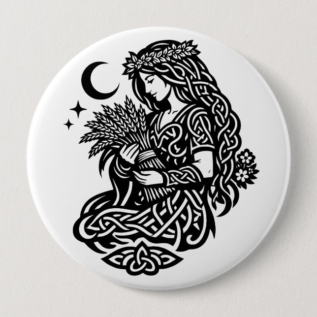 Jungfrau-Mädchen-Sigil — Erdgebundene Zodiak-Tinte Button (Vorderseite)