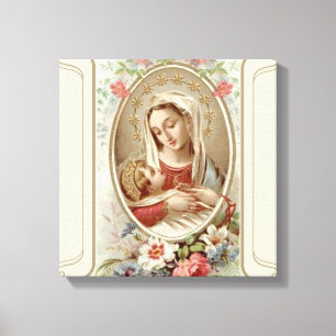 Jungfrau Madonna Mary mit Christkind Jesus Rose Leinwanddruck