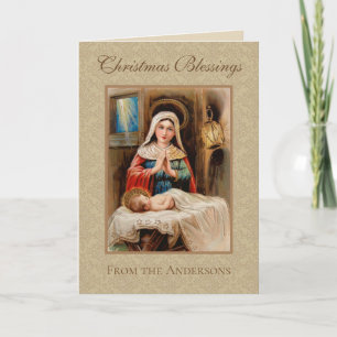 Jungfrau Maria Anbetung Jesu Christi Geburt Weihna Feiertagskarte