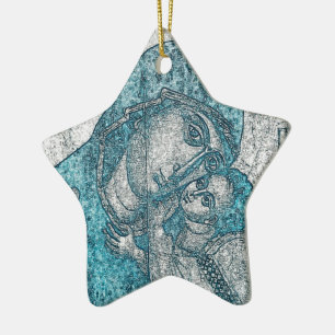 Jungfrau Maria Baby Jesus Engel Portrait Vintage B Keramik Ornament