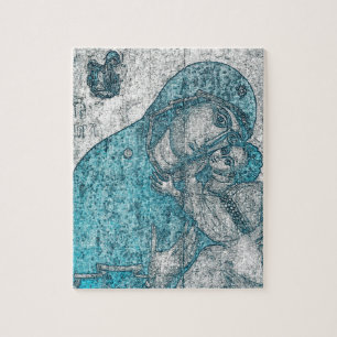 Jungfrau Maria Baby Jesus Engel Portrait Vintage B Puzzle