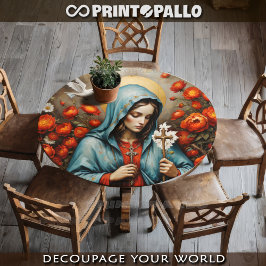 Jungfrau Maria betet in Blume das Kreuz, Heilige T Seidenpapier