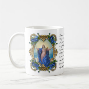 Jungfrau Maria Blumen religiöse Memorare-Gebet Kaffeetasse