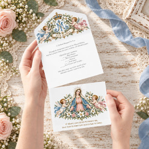 Jungfrau Maria & Cherubs Katholisches spirituelles All In One Einladung