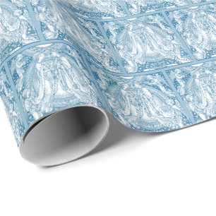 Jungfrau Maria & Jesus Blau & Weiß Elegant Geschenkpapier