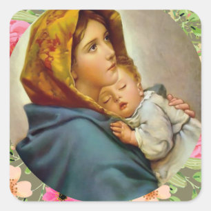 Jungfrau Maria Jesus Gesegnete Mutter Heilige Mari Quadratischer Aufkleber