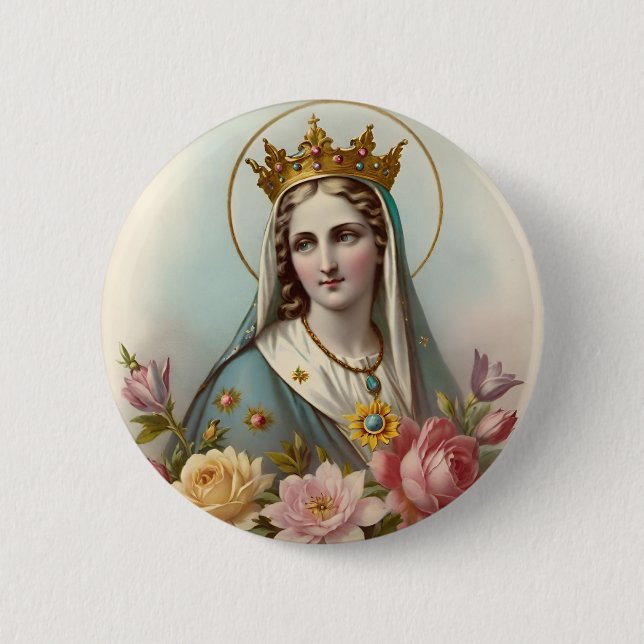 Jungfrau-Maria-Knopf Button (Vorderseite)