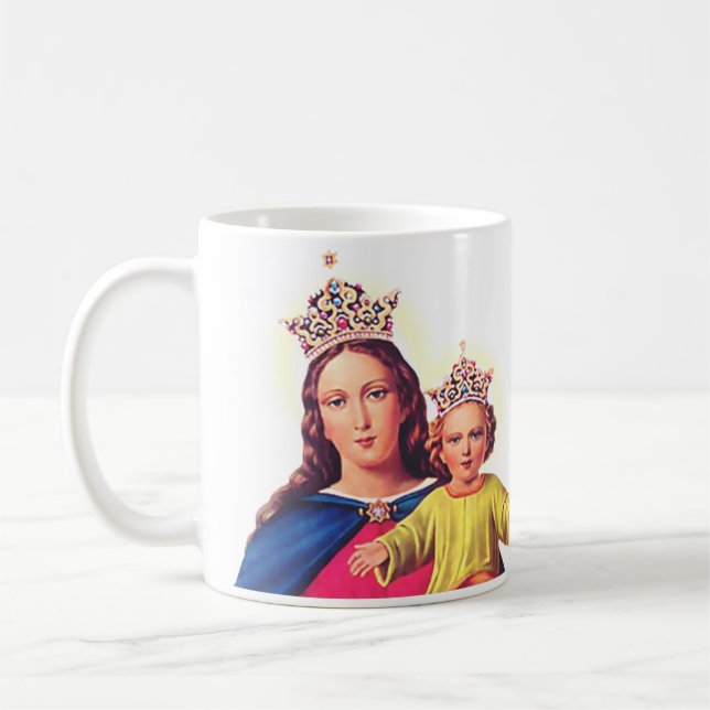 Jungfrau Maria Königin mit Jesus Kaffeetasse (Links)