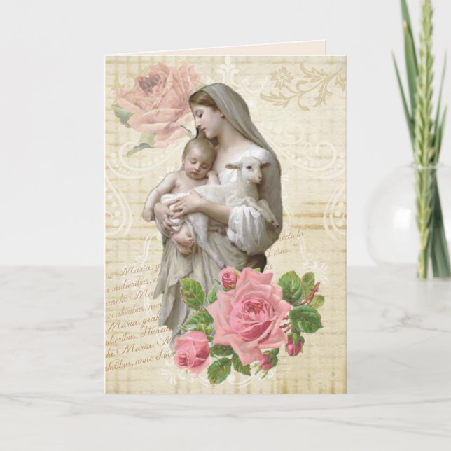 Jungfrau Maria Lamb Jesus am Tag der religiösen Mü Karte (Vorderseite)