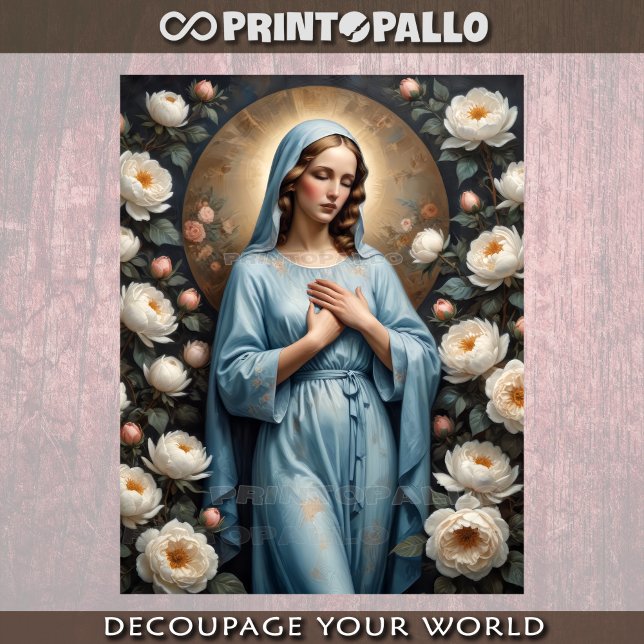 Jungfrau Maria mit Blume betet für uns Seidenpapier (Von Creator hochgeladen)