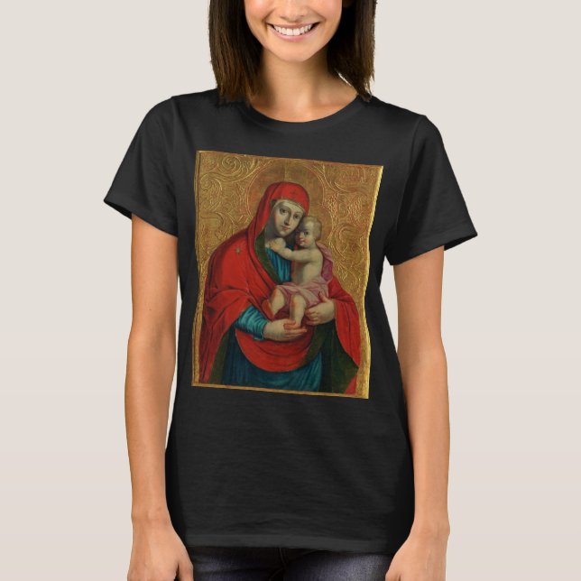 Jungfrau Maria mit Jesuskind von Jan Rombauer T-Shirt (Vorderseite)