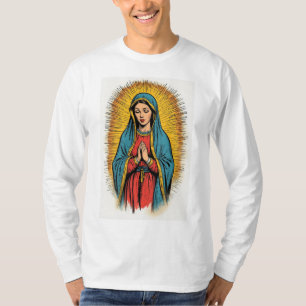 Jungfrau Maria Retro-Langarmshirt für Herren T-Shirt