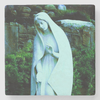 Jungfrau-Maria-Statue Blau Steinuntersetzer